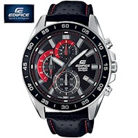 Reloj Casio Edifice EFV-550L-1AV Fecha Cronómetro Correa de Cuero Negro